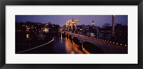 Framed Bridge lit up at night, Magere Brug, Amsterdam, Netherlands Print