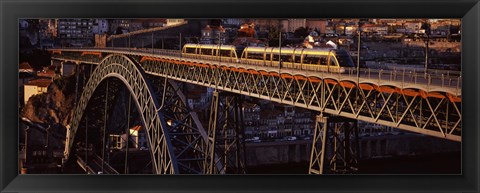 Framed Metro train on a bridge, Dom Luis I Bridge, Duoro River, Porto, Portugal Print