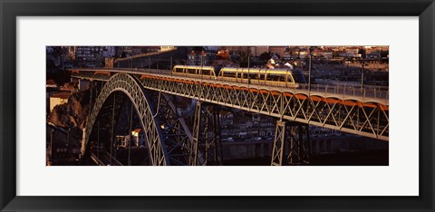 Framed Metro train on a bridge, Dom Luis I Bridge, Duoro River, Porto, Portugal Print