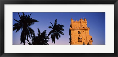 Framed Low angle view of a tower, Torre De Belem, Belem, Lisbon, Portugal Print