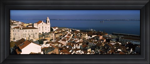 Framed High angle view of buildings in a city, Alfama, Lisbon, Portugal Print