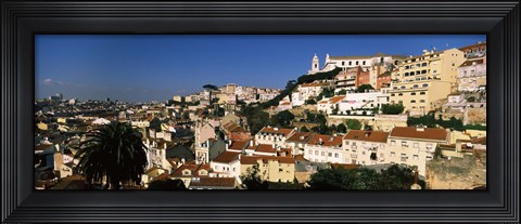 Framed Buildings on the slopes of a city, Alfama, Lisbon, Portugal Print