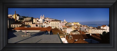 Framed Roof top view, Alfama, Lisbon, Portugal Print