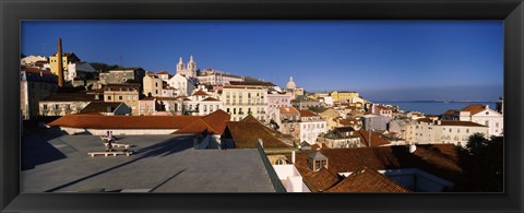 Framed Roof top view, Alfama, Lisbon, Portugal Print