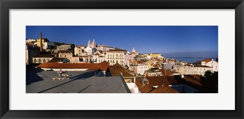 Framed Roof top view, Alfama, Lisbon, Portugal Print