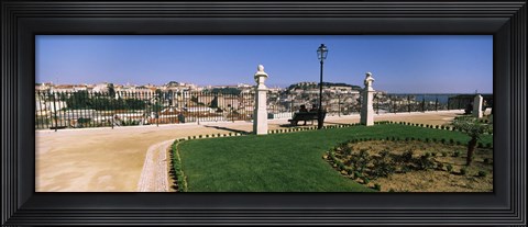 Framed Formal garden in a city, Alfama, Lisbon, Portugal Print
