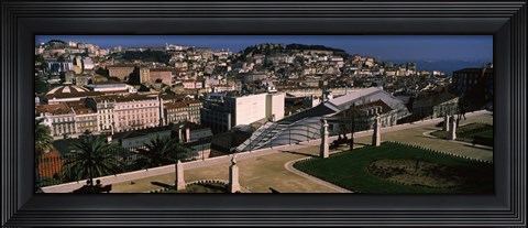 Framed View of city and hill top, Alfama, Lisbon, Portugal Print