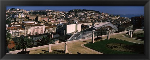 Framed View of city and hill top, Alfama, Lisbon, Portugal Print