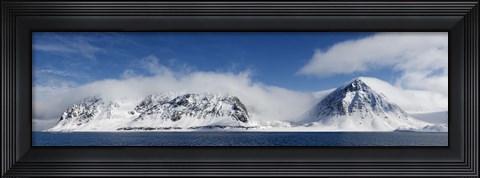Framed Snow covered mountains, Magdalene Fjord, Spitsbergen, Svalbard Islands, Norway Print