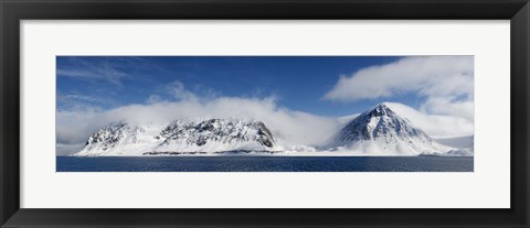 Framed Snow covered mountains, Magdalene Fjord, Spitsbergen, Svalbard Islands, Norway Print