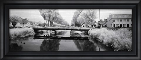 Framed Bridge across a channel connecting Bruges to Damme, West Flanders, Belgium Print