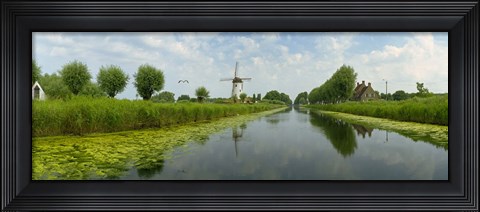 Framed Traditional windmill along with a canal, Damme, Belgium Print