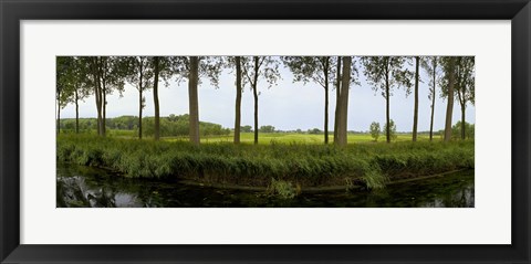 Framed Channel passing through a landscape from Brugge to Damme, Belgium Print