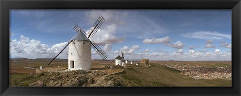 Framed Traditional windmill on a hill, Consuegra, Toledo, Castilla La Mancha, Toledo province, Spain Print