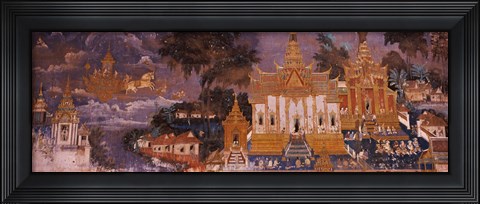 Framed Ramayana murals in a palace, Royal Palace, Phnom Penh, Cambodia Print