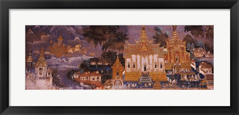 Framed Ramayana murals in a palace, Royal Palace, Phnom Penh, Cambodia Print