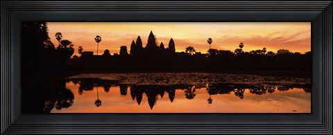 Framed Silhouette of a temple, Angkor Wat, Angkor, Cambodia Print