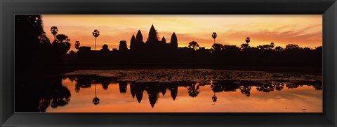 Framed Silhouette of a temple, Angkor Wat, Angkor, Cambodia Print