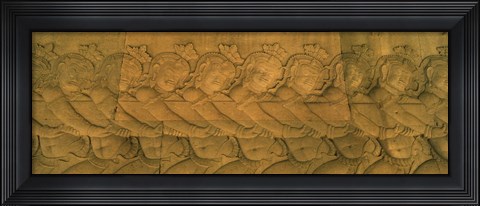 Framed Bas relief in a temple, Angkor Wat, Angkor, Cambodia Print