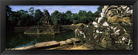 Framed Statues in a temple, Neak Pean, Angkor, Cambodia Print