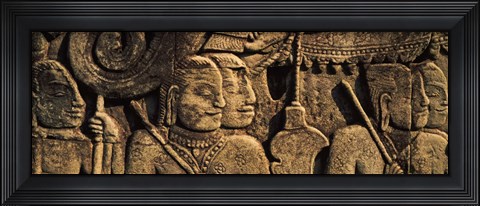 Framed Sculptures in a temple, Bayon Temple, Angkor, Cambodia Print