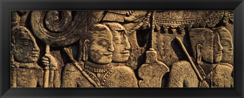 Framed Sculptures in a temple, Bayon Temple, Angkor, Cambodia Print