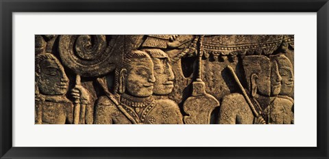 Framed Sculptures in a temple, Bayon Temple, Angkor, Cambodia Print