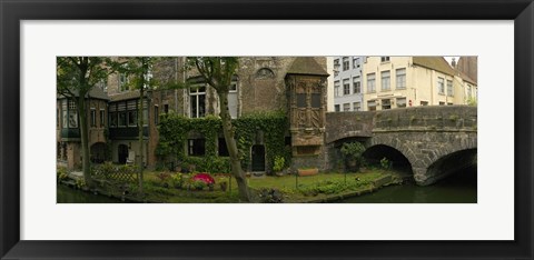 Framed Buildings along channel, Bruges, West Flanders, Belgium Print