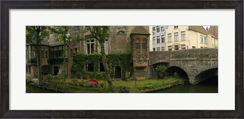 Framed Buildings along channel, Bruges, West Flanders, Belgium Print