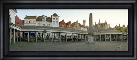 Framed Facade of an old fish market, Vismarkt, Bruges, West Flanders, Belgium Print