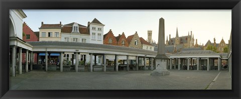 Framed Facade of an old fish market, Vismarkt, Bruges, West Flanders, Belgium Print