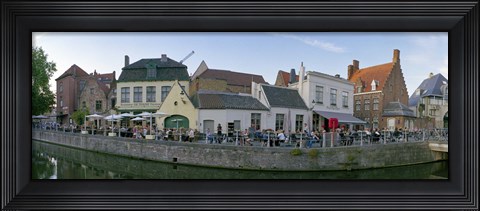 Framed Buildings at the waterfront, Bruges, West Flanders, Belgium Print