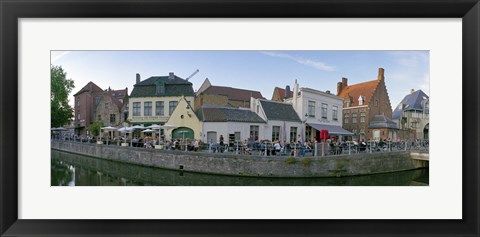 Framed Buildings at the waterfront, Bruges, West Flanders, Belgium Print