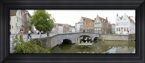 Framed Bridge across a channel, Bruges, West Flanders, Belgium Print