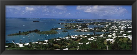 Framed Buildings along a coastline, Bermuda Print