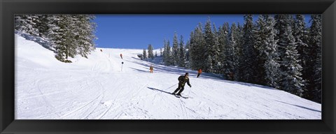 Framed Tourists skiing, Kitzbuhel, Westendorf, Tirol, Austria Print