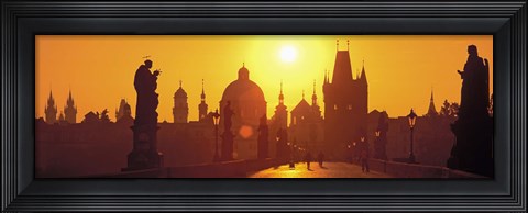 Framed Sunset over Charles Bridge, Prague, Czech Republic Print