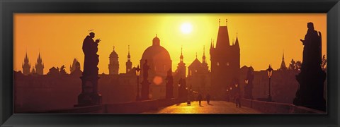 Framed Sunset over Charles Bridge, Prague, Czech Republic Print