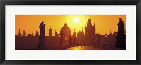 Framed Sunset over Charles Bridge, Prague, Czech Republic Print