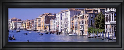 Framed Gondolas passing buildings along a canal, Grand Canal, Venice, Italy Print
