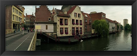 Framed Buildings at the waterfront, Patershol, Ghent, East Flanders, Flemish Region, Belgium Print