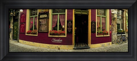 Framed Facade of a restaurant, Patershol, Ghent, East Flanders, Flemish Region, Belgium Print