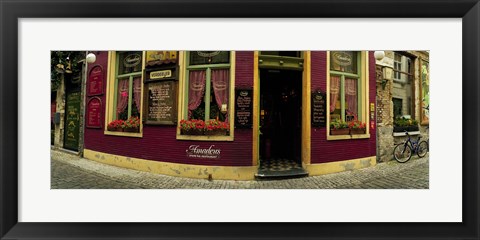 Framed Facade of a restaurant, Patershol, Ghent, East Flanders, Flemish Region, Belgium Print