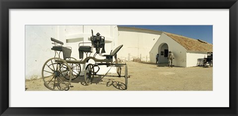 Framed Horse cart in front of a hotel, Hotel Cortijo El Esparragal, Gerena, Seville, Seville Province, Andalusia, Spain Print