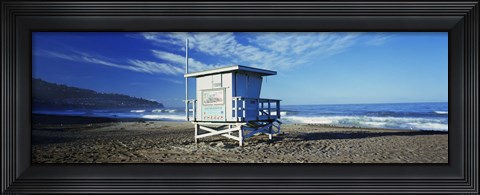 Framed Lifeguard hut on the beach, Torrance Beach, Torrance, Los Angeles County, California, USA Print