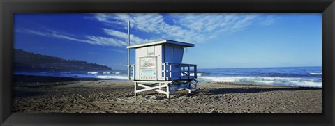 Framed Lifeguard hut on the beach, Torrance Beach, Torrance, Los Angeles County, California, USA Print