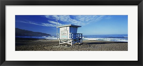 Framed Lifeguard hut on the beach, Torrance Beach, Torrance, Los Angeles County, California, USA Print