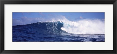 Framed Rough waves in the sea, Tahiti, French Polynesia Print