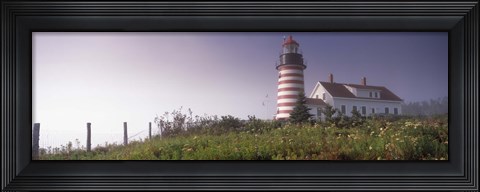 Framed Low angle view of a lighthouse, West Quoddy Head lighthouse, Lubec, Washington County, Maine, USA Print