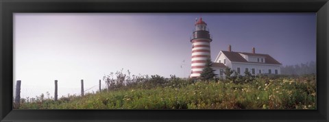 Framed Low angle view of a lighthouse, West Quoddy Head lighthouse, Lubec, Washington County, Maine, USA Print